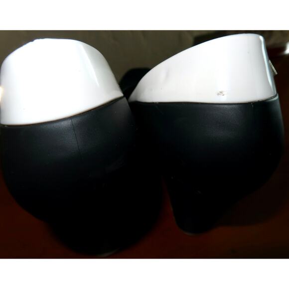 Melissa Black Block Wedges Peep Toe White Detail Pin-up Rockabilly Rubber Size 8 - Picture 7 of 10